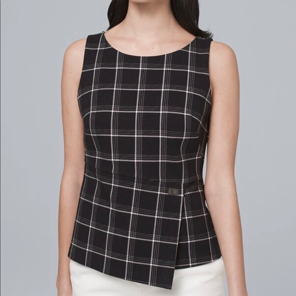 White House Black Market Black Plaid Bodice Top 2